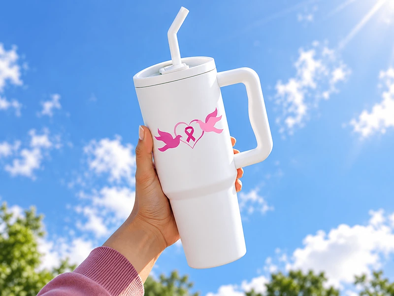 Breast Cancer Awareness Recycled Stainless Steel Tumbler 900ml in UAE