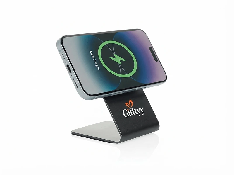 Aluminium 15W magnetic wireless charging phone stand