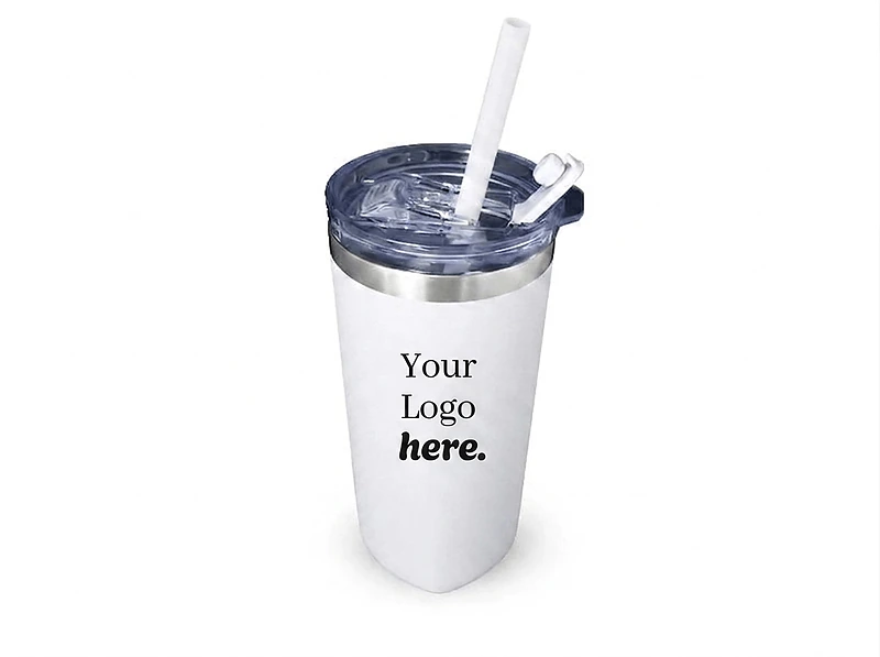 (630ml) Stainless steel tumbler with straw