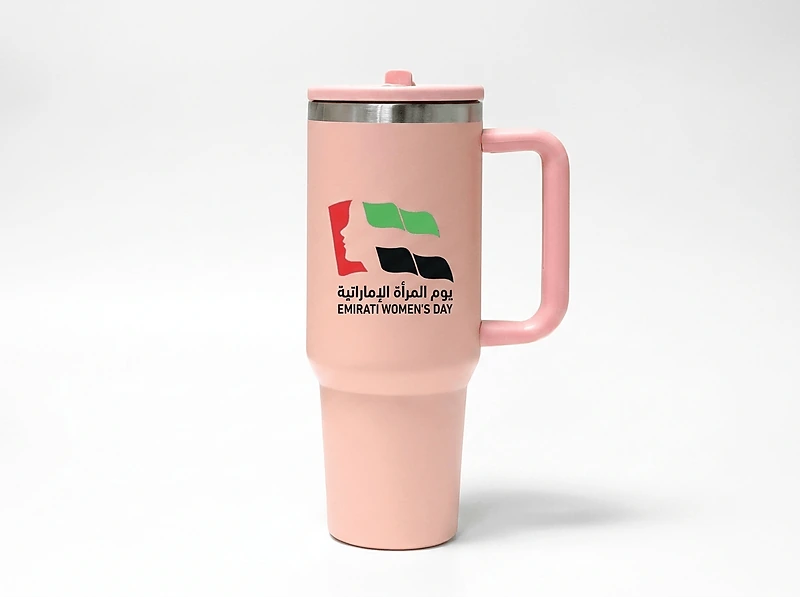Double Walled Tumbler With Handle & Flip Straw in UAE