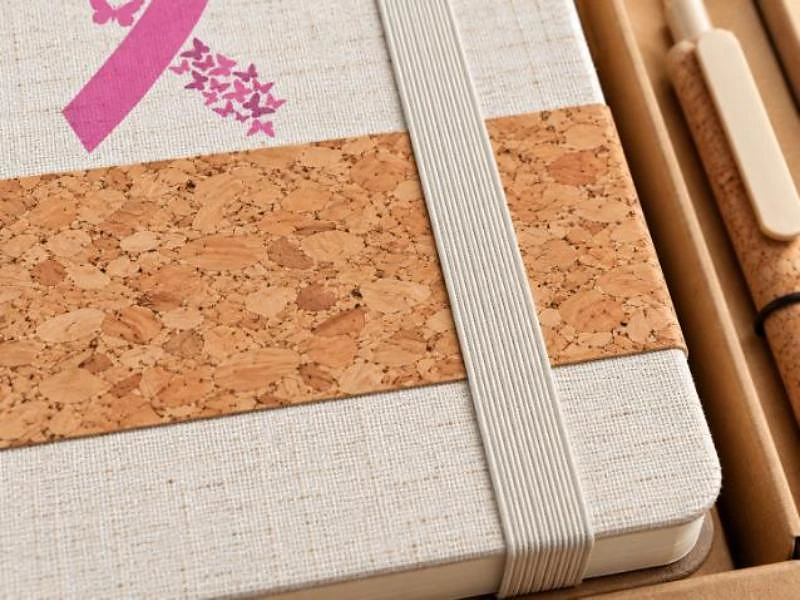 Breast Cancer Awareness Cork + RPET Notebook Pen Set in UAE