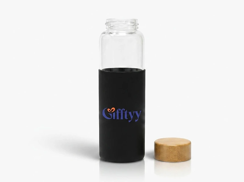 Bamboo Lid Glass Bottle With Silicon Case
