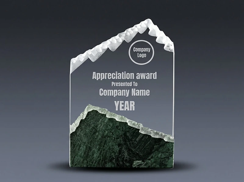 Mountain Shaped Crystal & Marble Awards in the Box