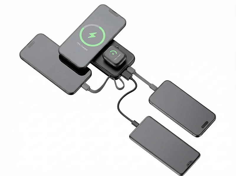 10,000mAh Universal Wireless Powerbank with Inbuilt Cables