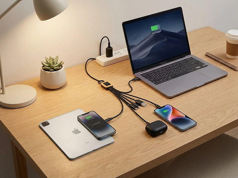 Bamboo Light-Up Logo Multi-Charging Cable Type-C