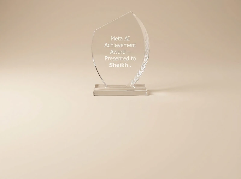 Crystal Awards with Engraved Leaf Design