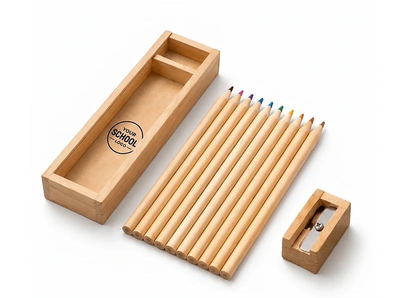 Pencil Box with 12 pencils and sharpner ruler