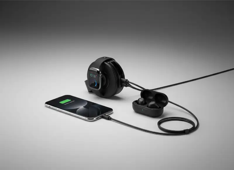 15W Wireless Charger With Retractable Cable & Dual Watch Compatibility In UAE