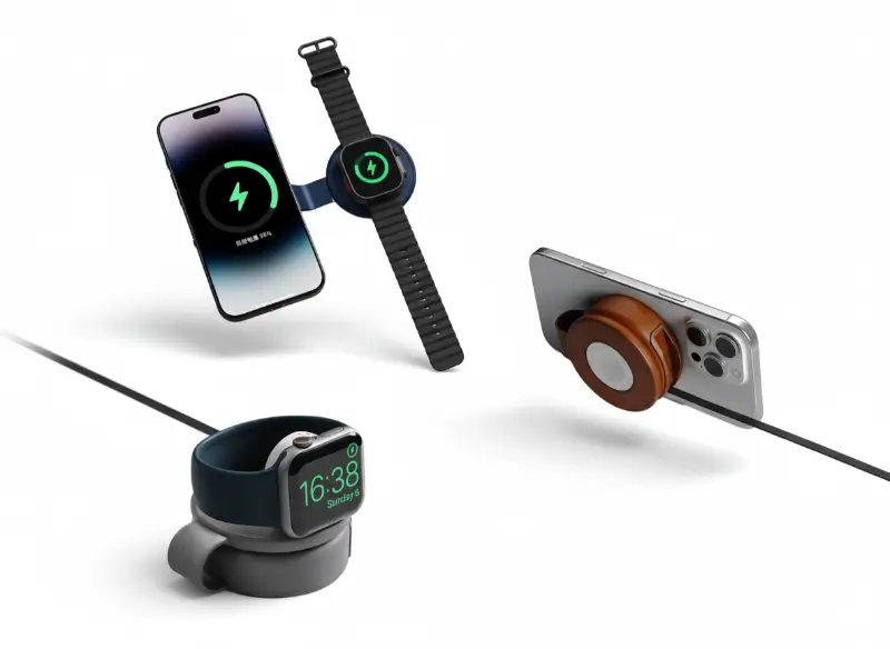 15W Wireless Charger With Retractable Cable & Dual Watch Compatibility In UAE
