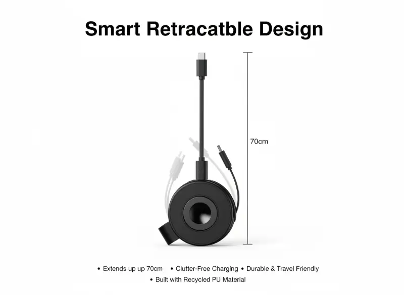 15W Wireless Charger With Retractable Cable & Dual Watch Compatibility In UAE
