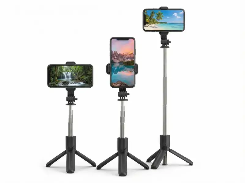 Мобильный штатив 3-в-1 с Bluetooth-палкой для селфи и кнопкой затвора камеры.