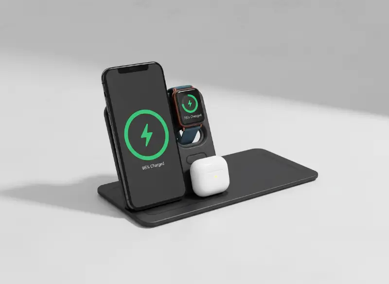 3-In-1 Magnetic Wireless Charger Desk Tray