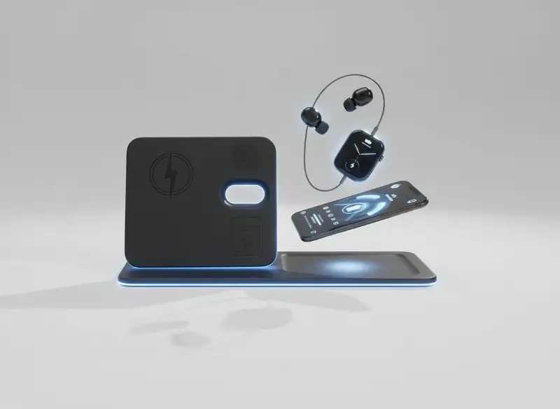 3-In-1 Magnetic Wireless Charger Desk Tray