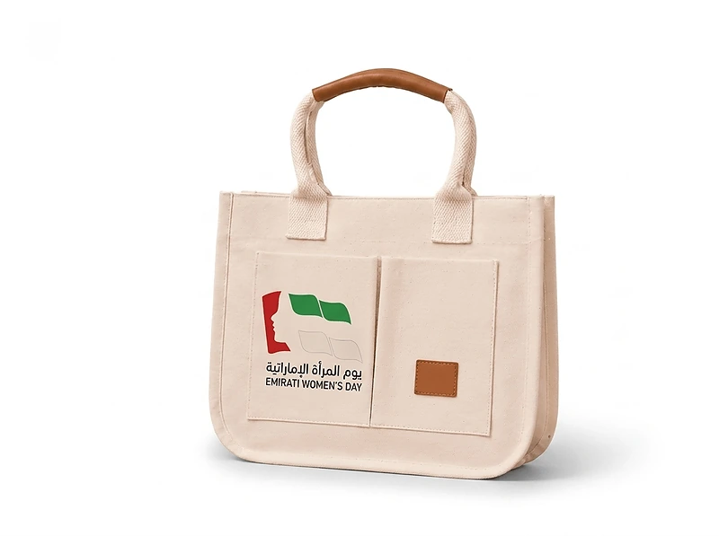 Laminated Canvas Tote with Leather Handles in UAE