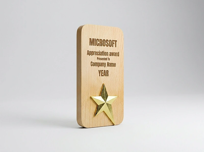 Wooden Trophy with Gold Star