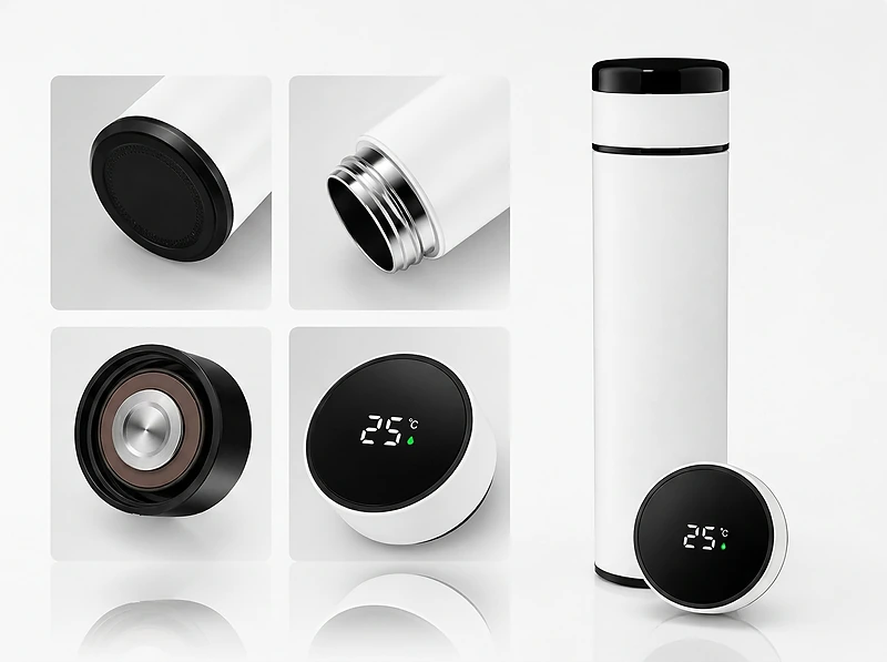 Vacuum Flask with Temperature Lid and Notebook Gift Set