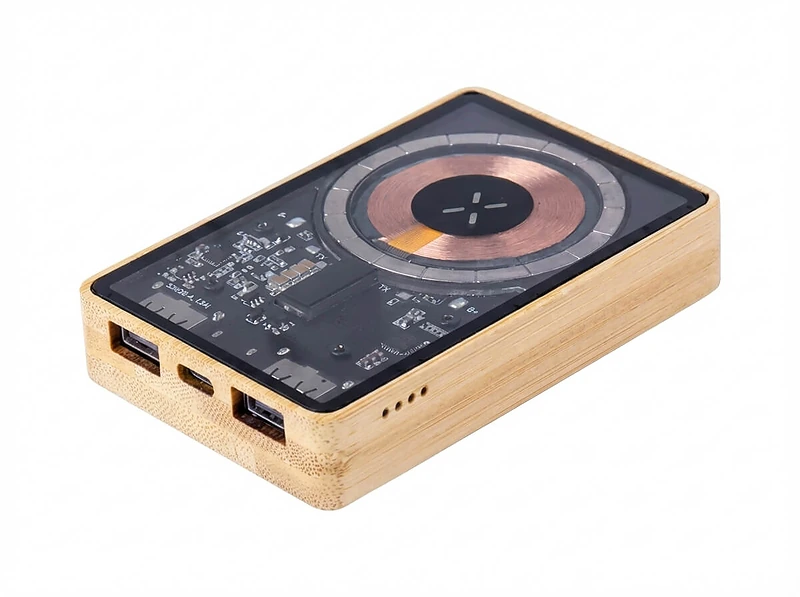 Magnetic Fast Wireless Powerbank 15W in Bamboo Casing In UAE