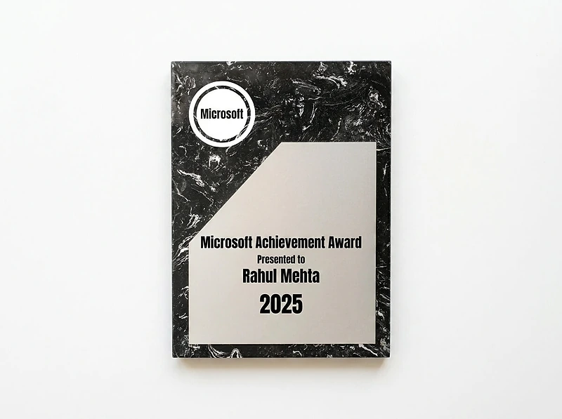 Black Stone Plaque Award with Metal Plate