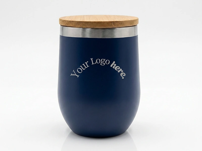 Stainless steel double wall cup with bamboo lid