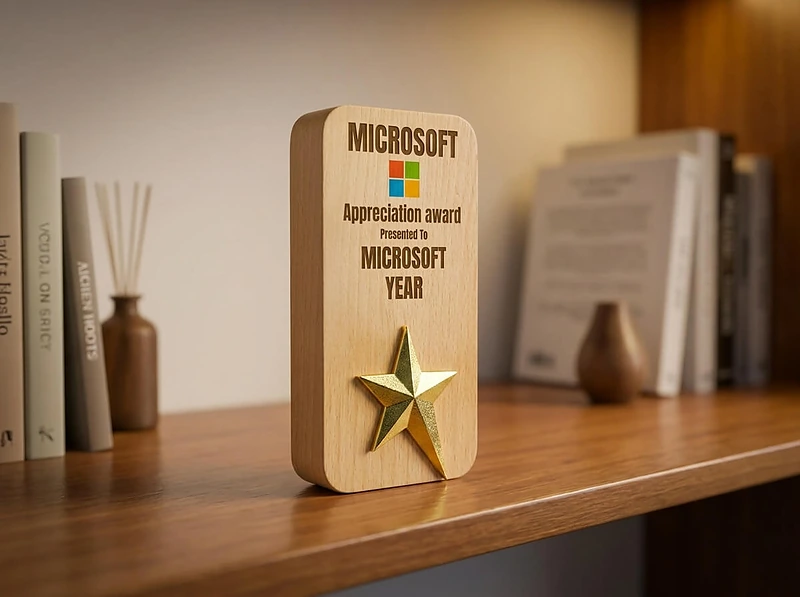 Wooden Trophy with Gold Star
