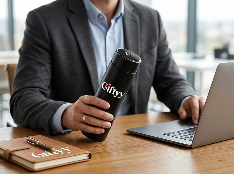 Stainless steel bottle with temperature display