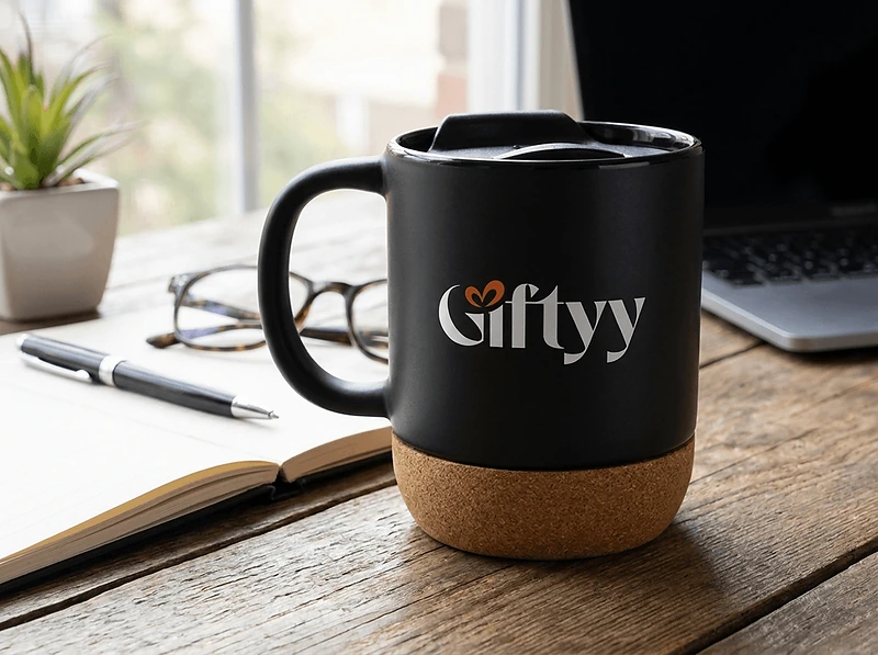 Керамическая кружка Giftology с пробкой и крышкой
