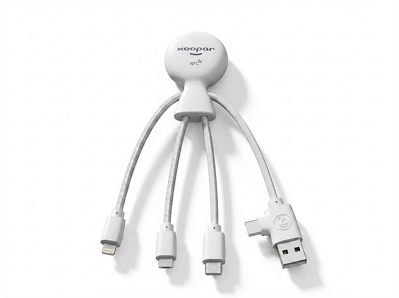 Eco-Friendly Multi-Connector Charging Cable with NFC Functionality