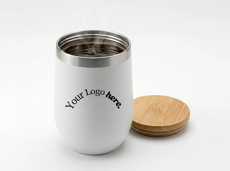 Stainless steel double wall cup with bamboo lid