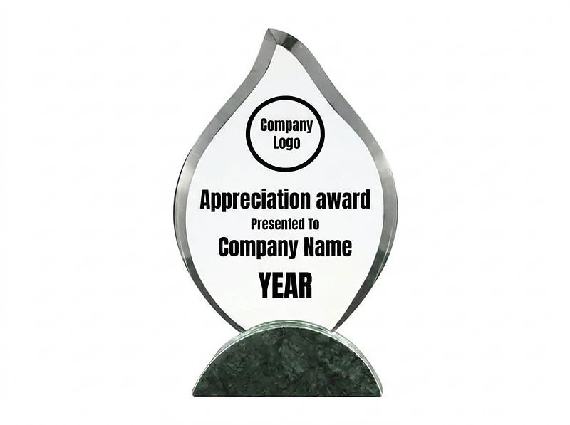Flame Shaped Crystal & Marble Awards in Hardboard Box