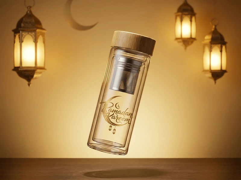 Double-Wall Glass Bottle with Bamboo Lid & Tea Infuser