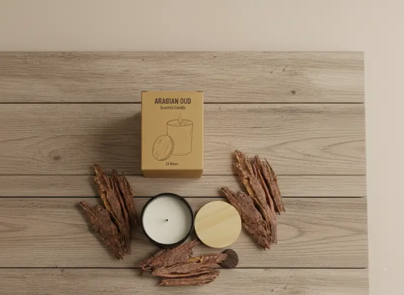Arabian Oud Scented Candle with Bamboo Lid
