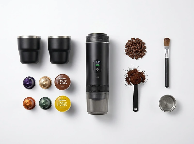 Compact 3-in-1 Coffee Maker with Battery Power