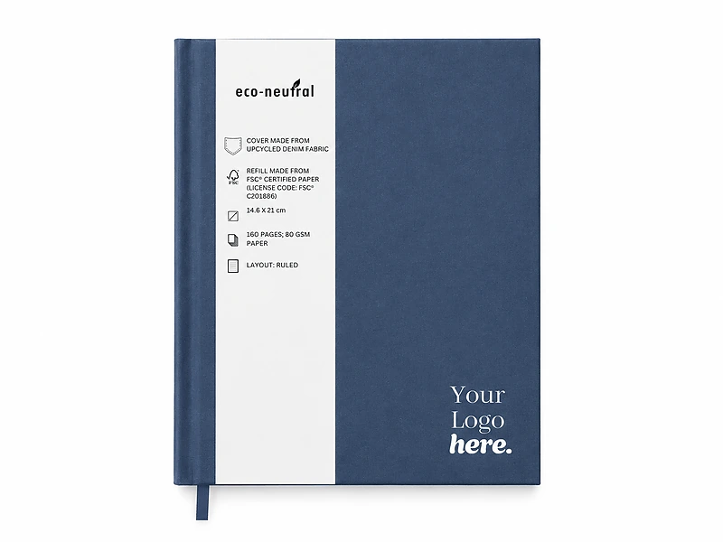 Eco-neutral Denim Paper Cover A5 Notebook
