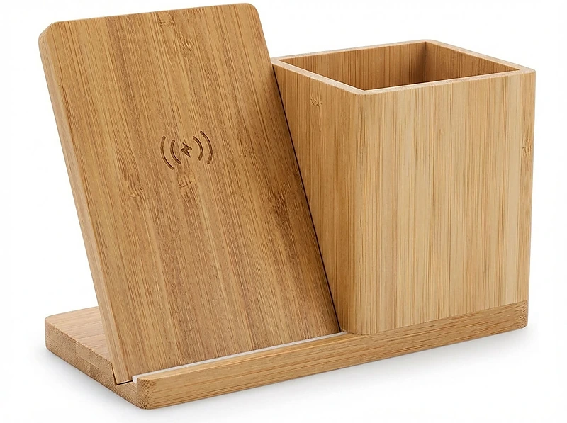 Bamboo Pen Holder with 10W Wireless Charger