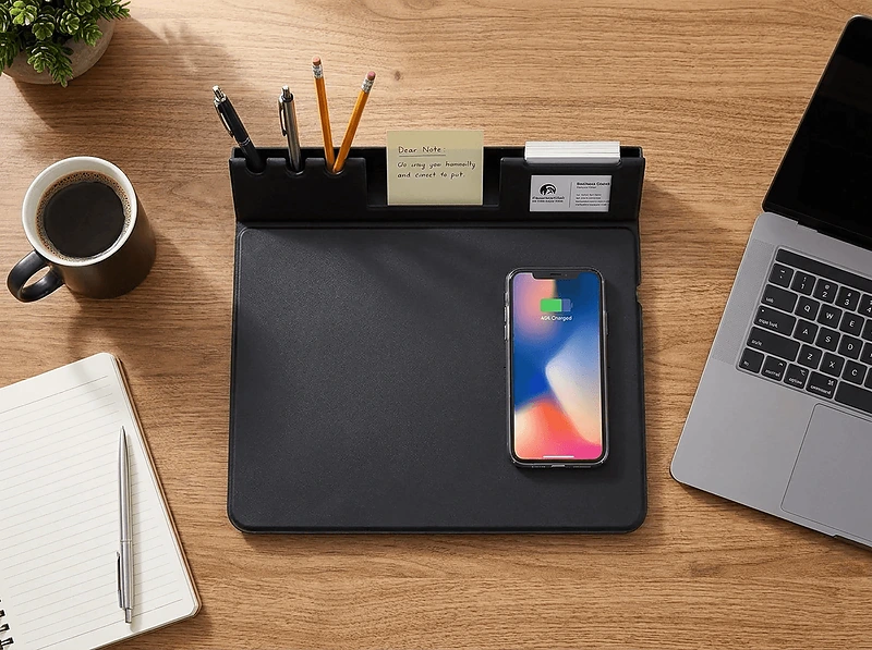 Mouse Pad with Wireless Charging & Light-Up Logo