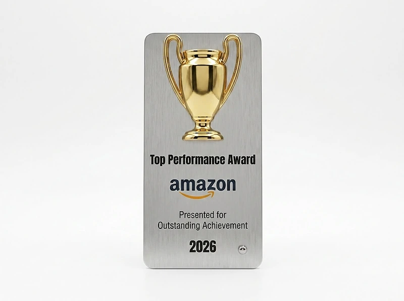 metal trophy with a Metal cup shape on the top
