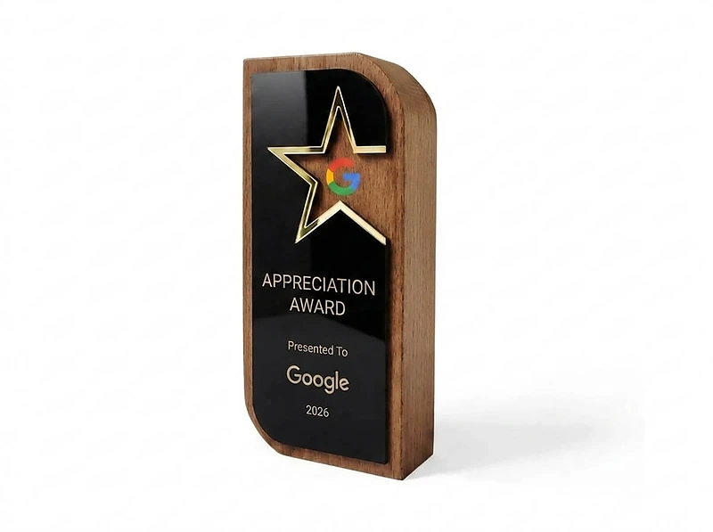 Wooden Trophy adorned with a golden star