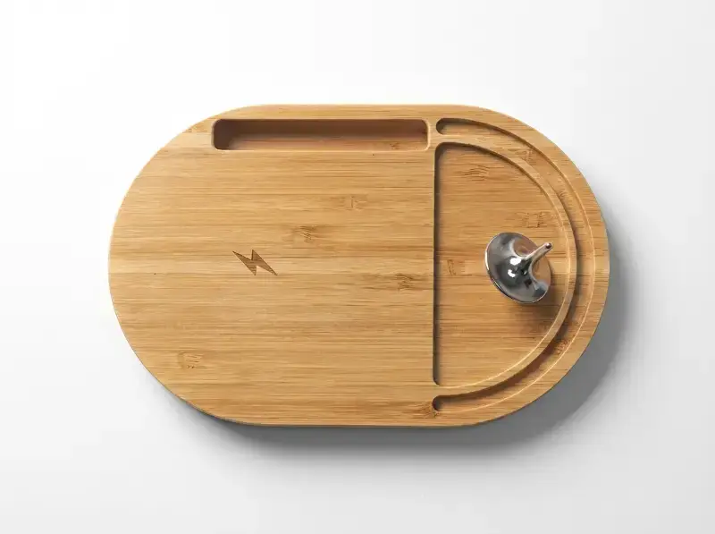 Bamboo Wireless Desktop Spinner with 15W Charging Capability