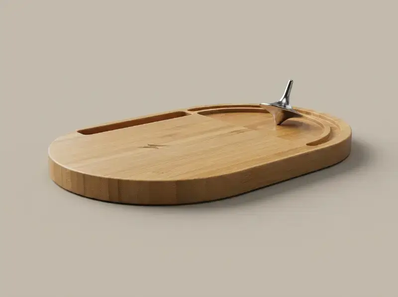 Bamboo Wireless Desktop Spinner with 15W Charging Capability