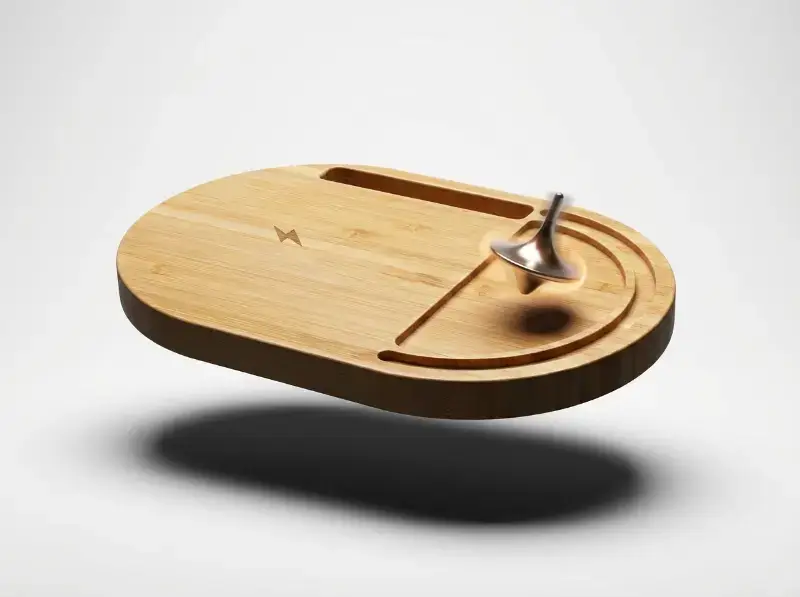 Bamboo Wireless Desktop Spinner with 15W Charging Capability