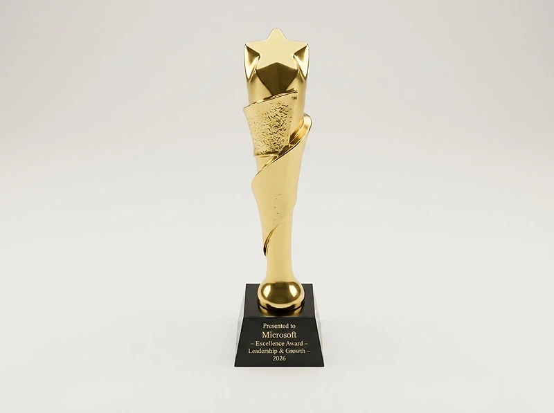 Award Trophy Star edges joint slanted full gold with black base