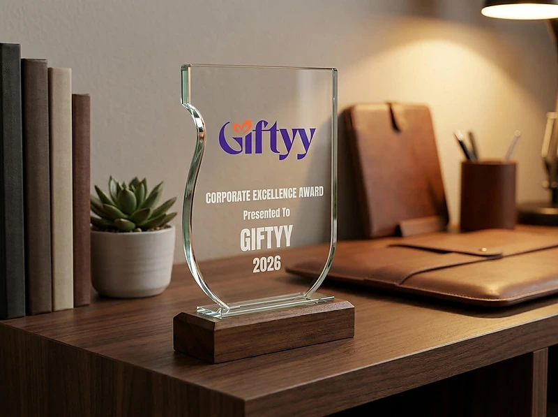 Crystal Glass Award With Wooden Base
