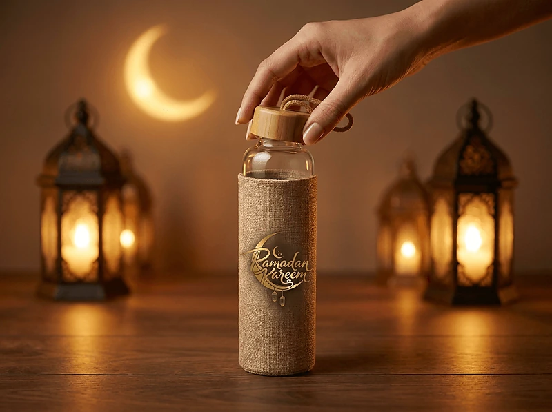 Glass Bottle with Bamboo Lid & Eco-Friendly Sleeve – 500 ml