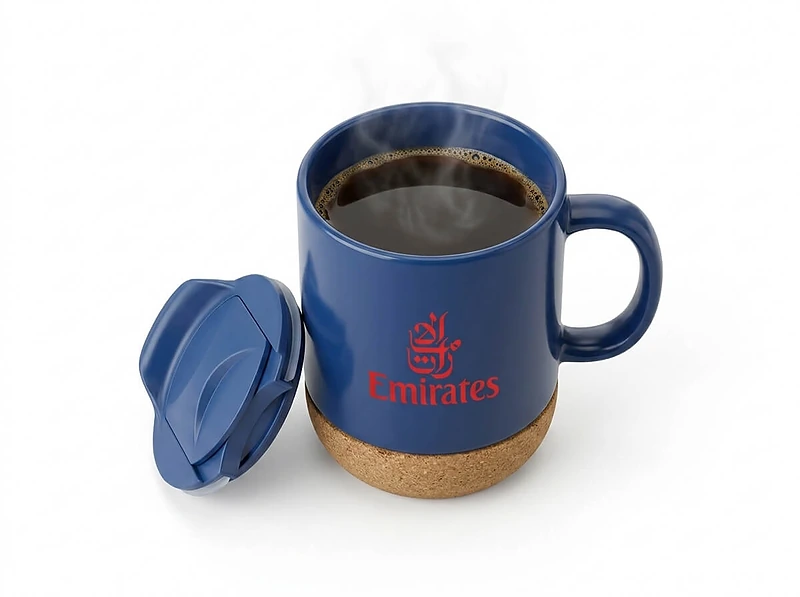 Ceramic Mug with Cork and Lid