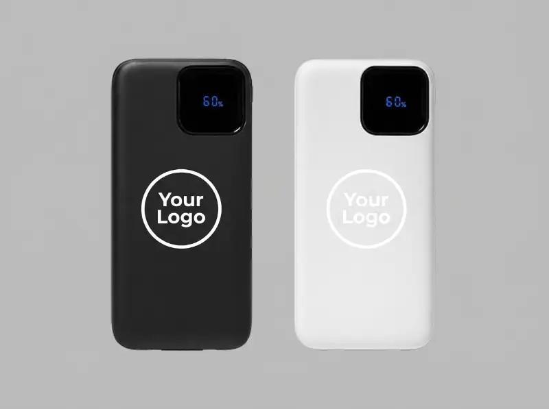 Dual Cable Power Bank 10000mAh with Digital Display Black