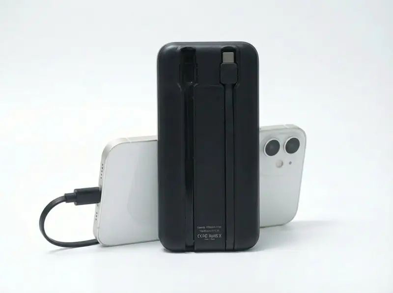 Dual Cable Power Bank 10000mAh with Digital Display Black