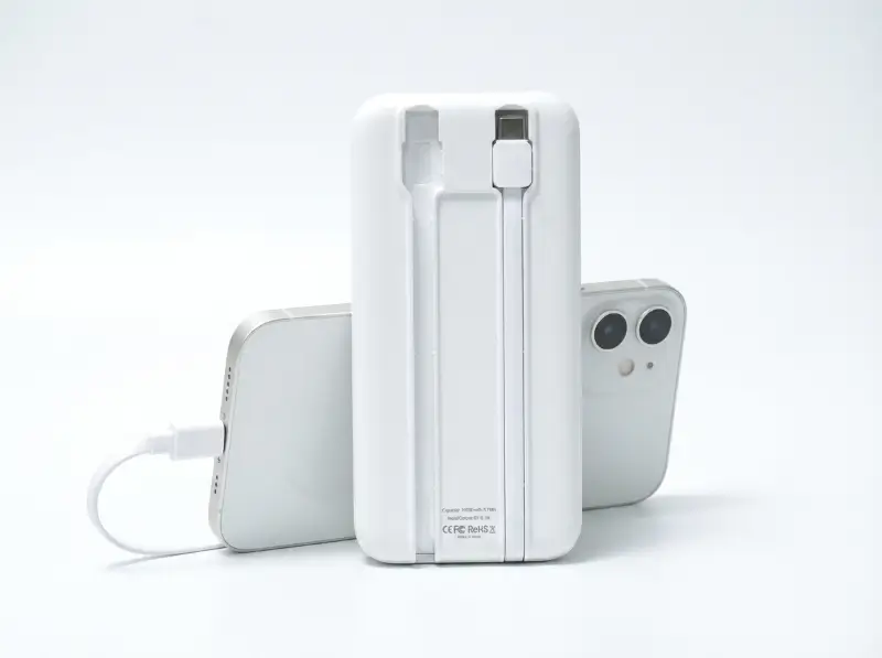 Dual Cable Power Bank 10000mAh with Digital Display Black