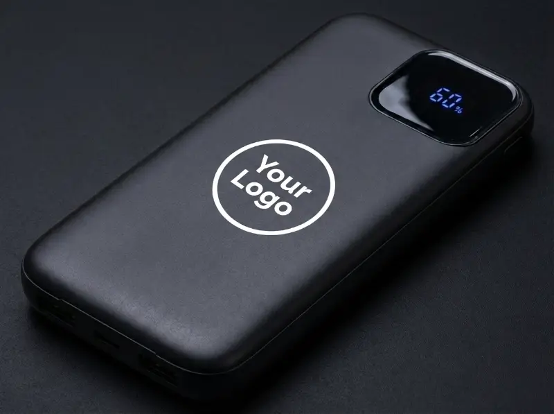 Dual Cable Power Bank 10000mAh with Digital Display Black