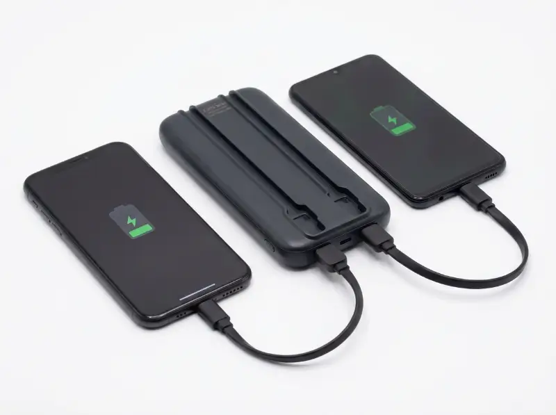 Dual Cable Power Bank 10000mAh with Digital Display Black