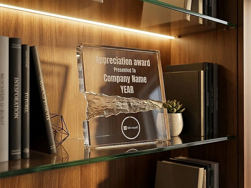 Square Crystal Awards in Fiber Hardboard Box